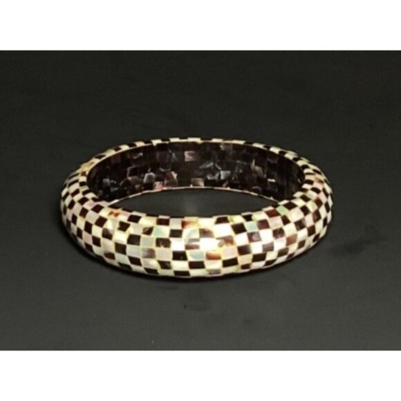 Unbranded Jewelry - Checkered Mother Of Pearl Mosaic Bangle Bracelet Handcrafted Artisan Jewelry